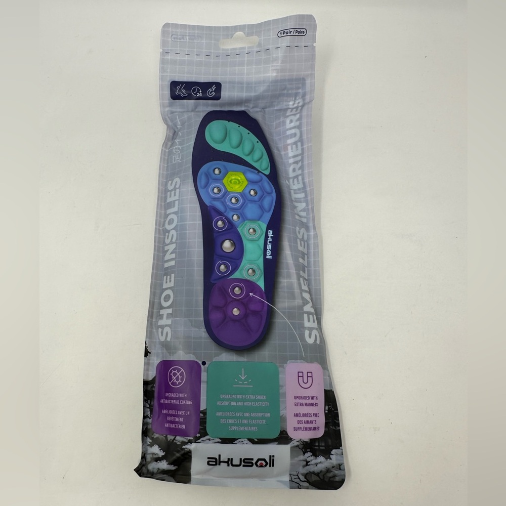 Akusoli Unisex Adults Magnetic Acupressure Insoles S US Womens 5-10 Mens 5.5-8